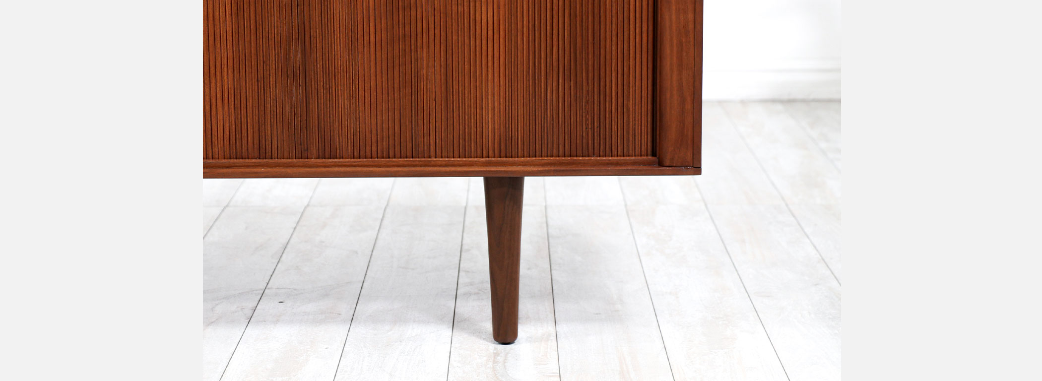 Vintage Mid-Century Modern Low-Profile Tambour-Door Credenza by