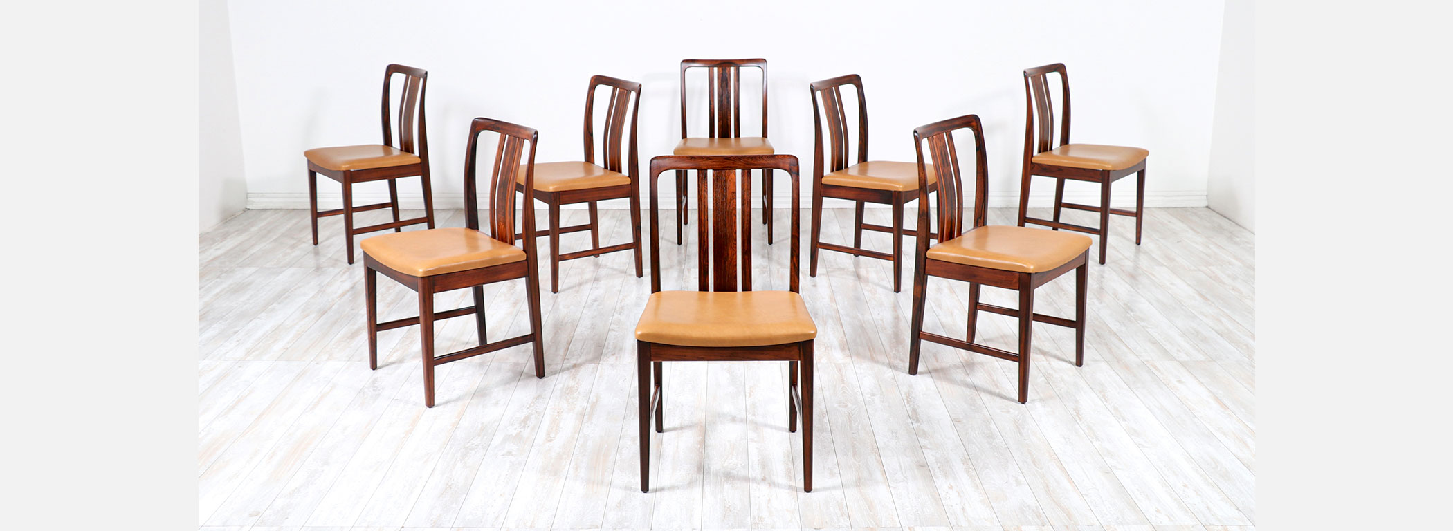 Swedish Modern Rosewood & Leather Dining Chairs by Linde Nilsson Image