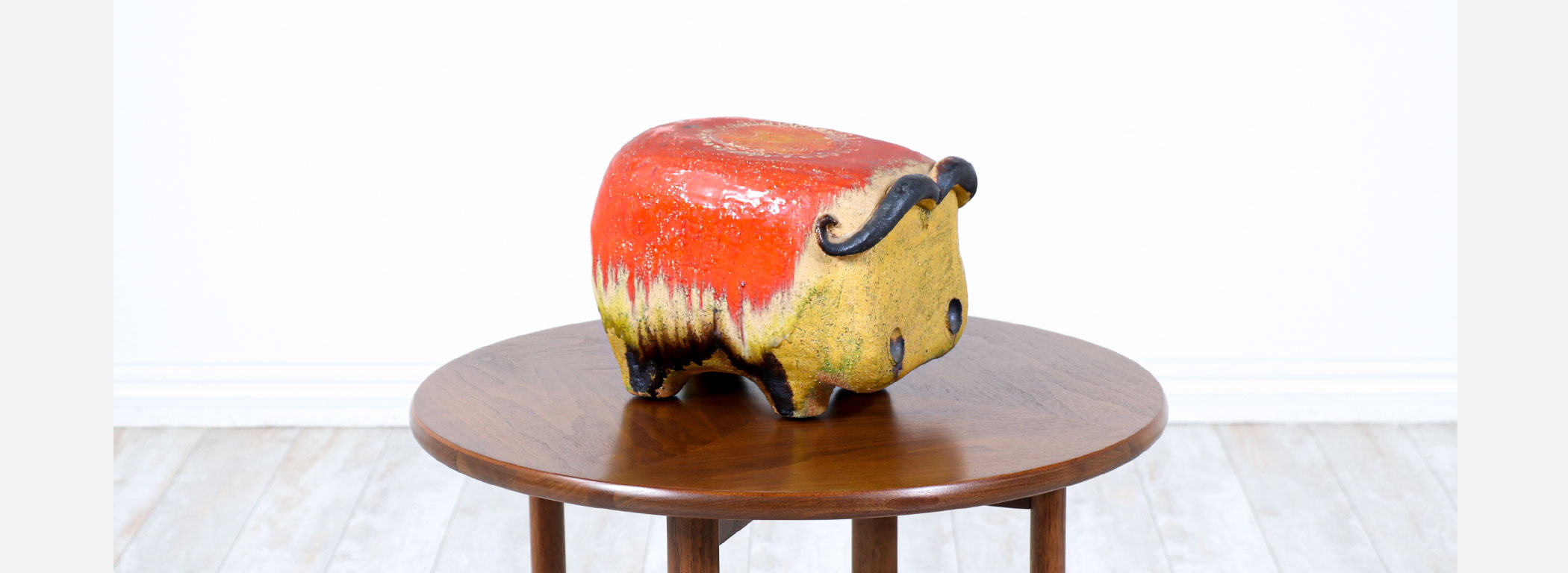 Alvino Bagni Glazed Ceramic Buffalo Sculpture Image