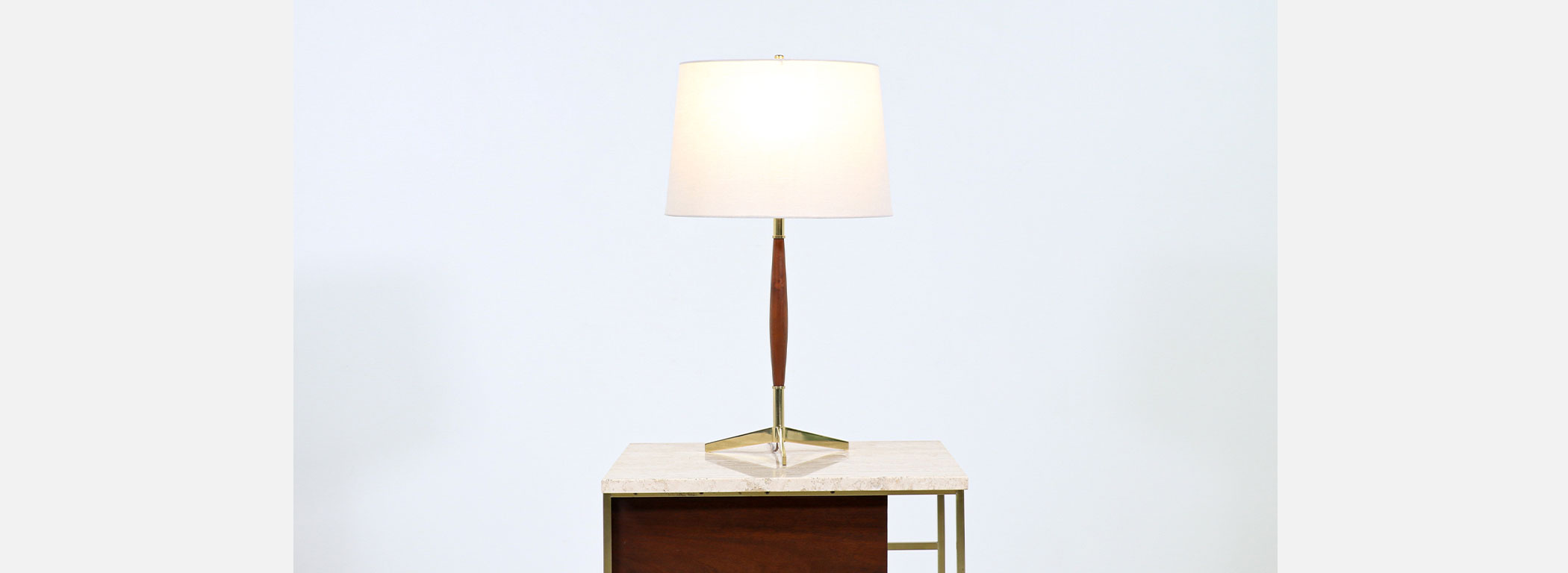 Gerald Thurston Brass Tripod Table Lamp Danish Modern L.A.