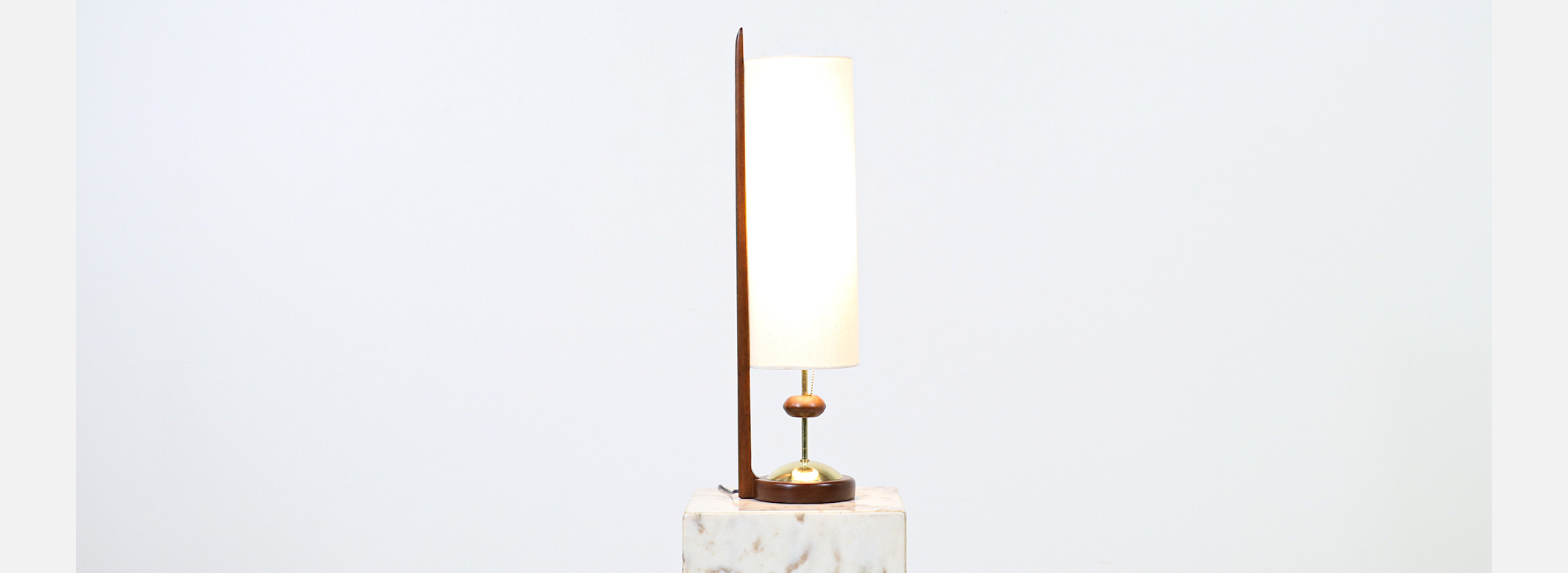 Modeline of California Modern Sculpted Walnut & Brass Table Lamp Image
