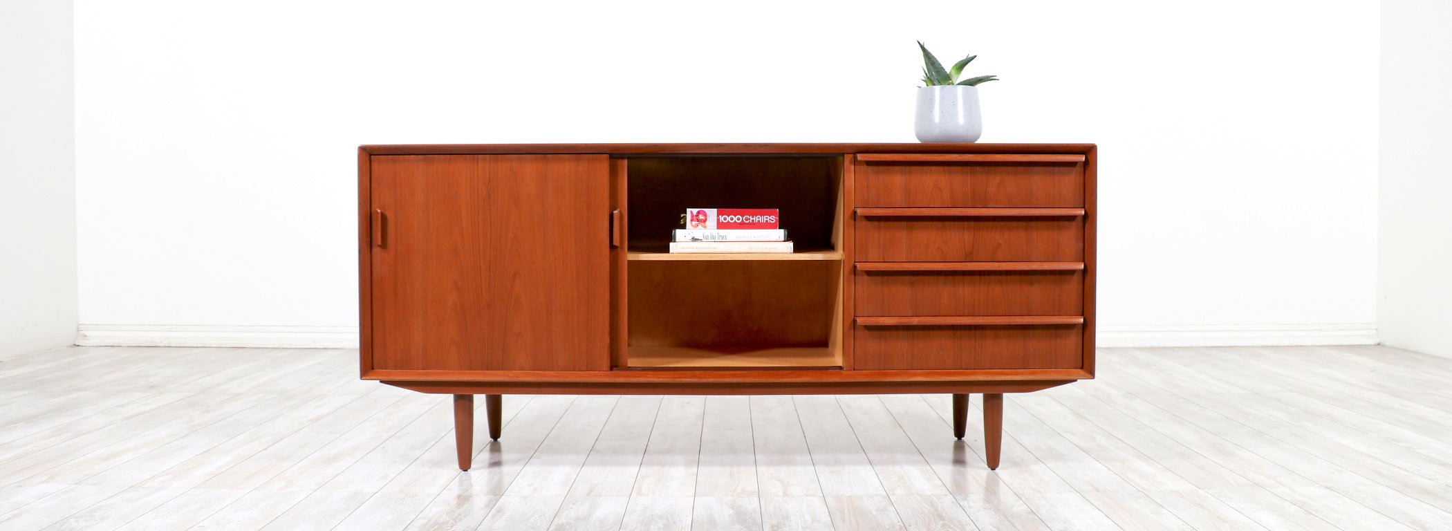 Danish Modern Teak Credenza with Drawers by Falster Danish Modern L.A.