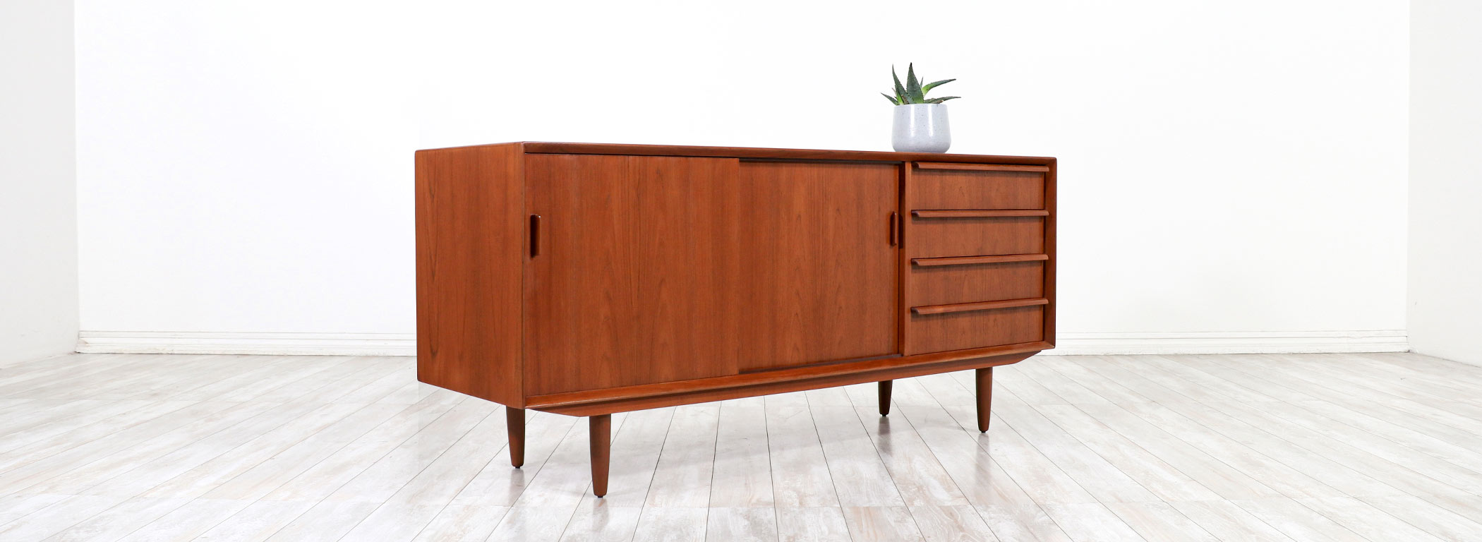 Danish Modern Teak Credenza with Drawers by Falster Danish Modern L.A.