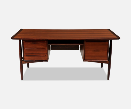 Danish Modern Executive Sculpted Rosewood Desk by H.P. Hansen