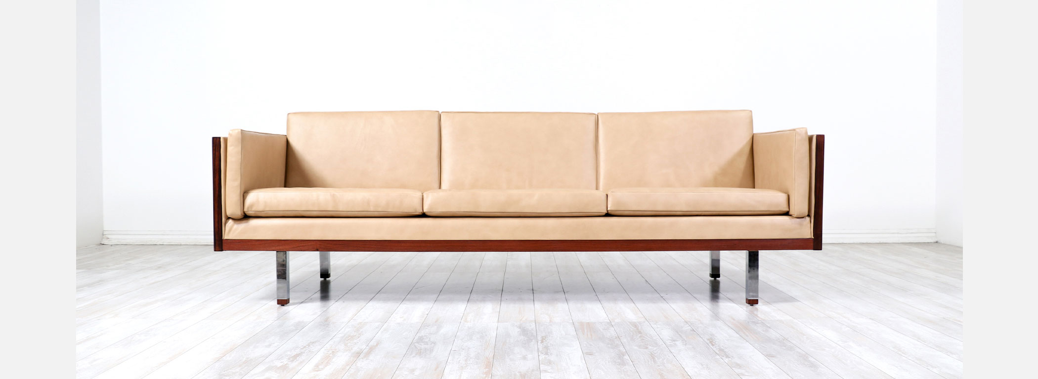 Danish Modern Rosewood & Leather Sofa by Jydsk Mobelvaerk Image