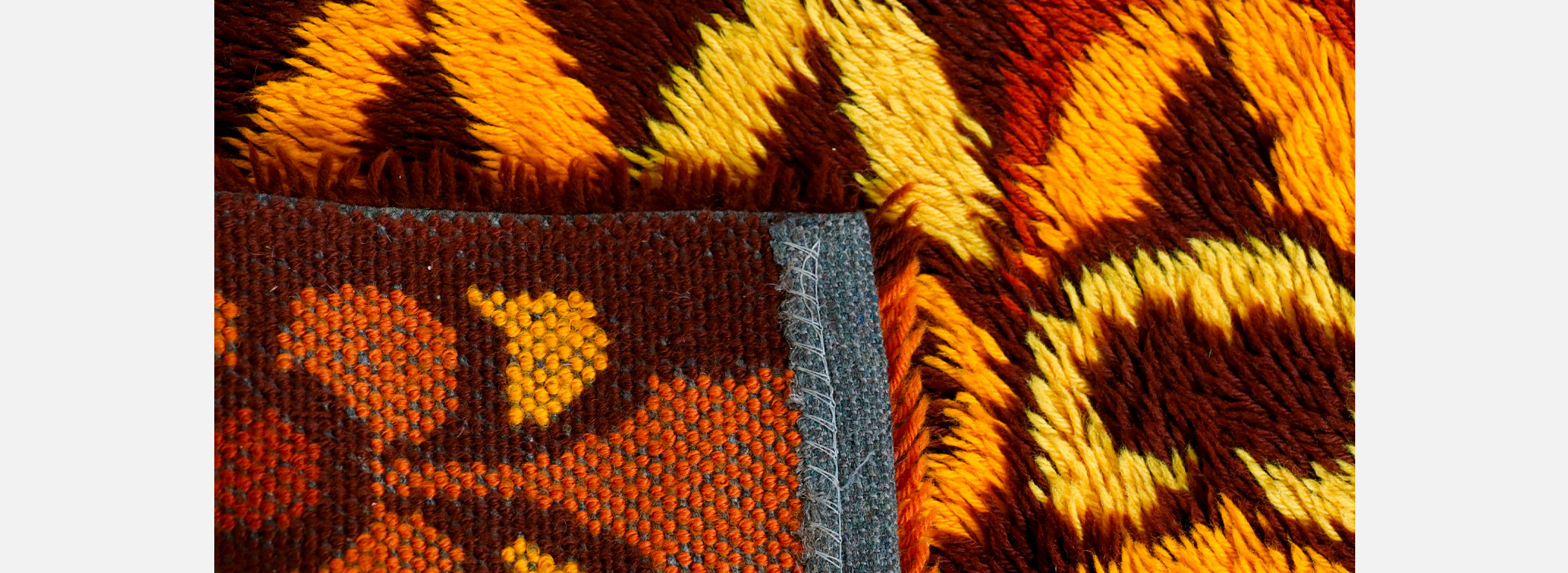 Wall Rug Denmark Danish Modern Hand-Knotted Orange Rug by Rya | Danish Modern L.A.