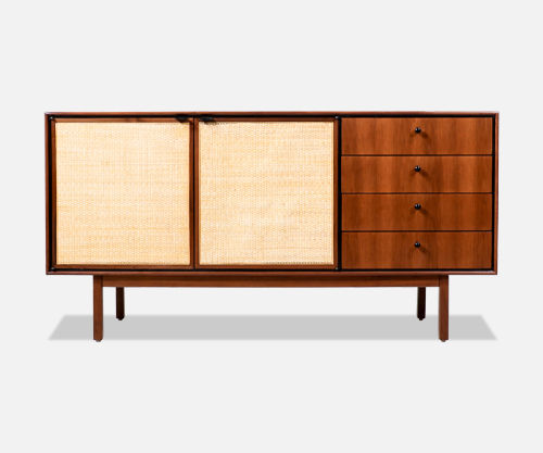 Mid-Century Modern Walnut & Cane Credenza by Jack Cartwright for