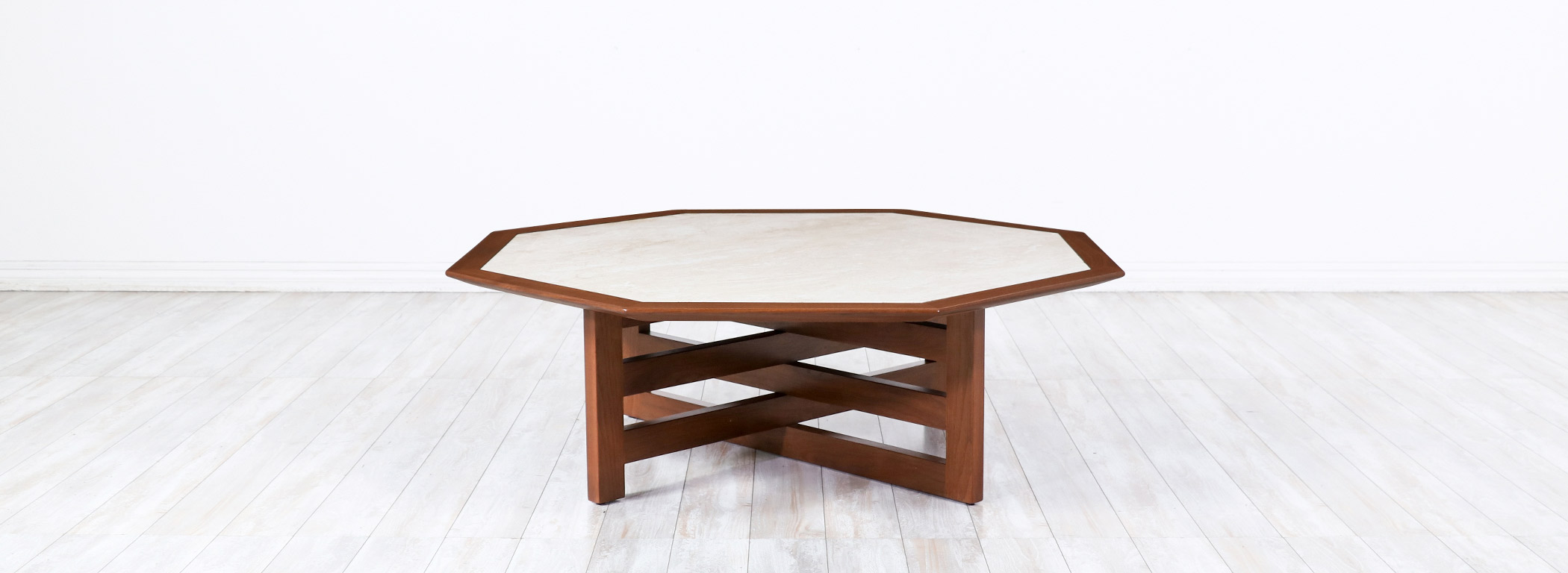 Harvey Probber Coffee Table with Octagonal Travertine Top Image