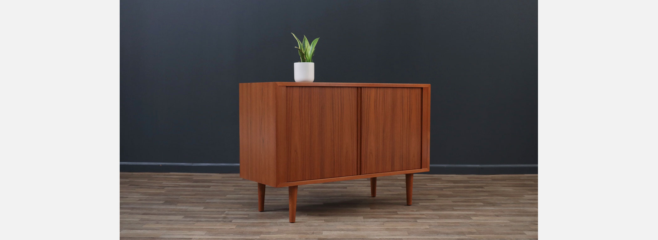 Carlo Jensen Teak Tambour-Door Cabinet for Hundevad Co. Image