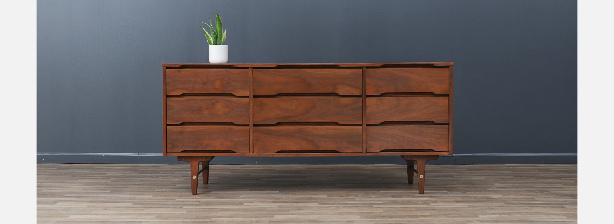 Mid-Century Modern Walnut Dresser by Stanley Image