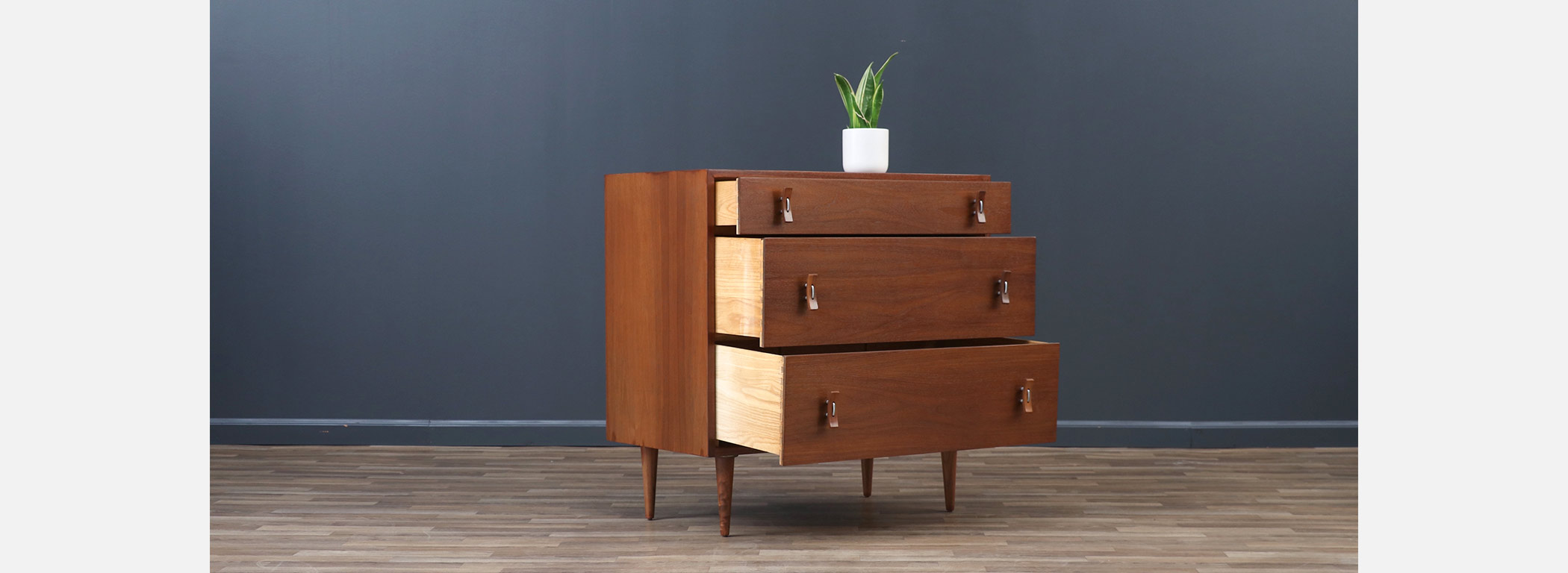 Stanley Young Walnut 3Drawer Chest for Glenn of California Danish