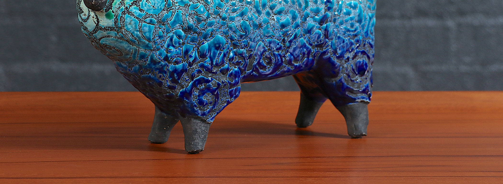 Large Aldo Londi Glazed Ceramic Ram Sculpture for Bitossi Studio