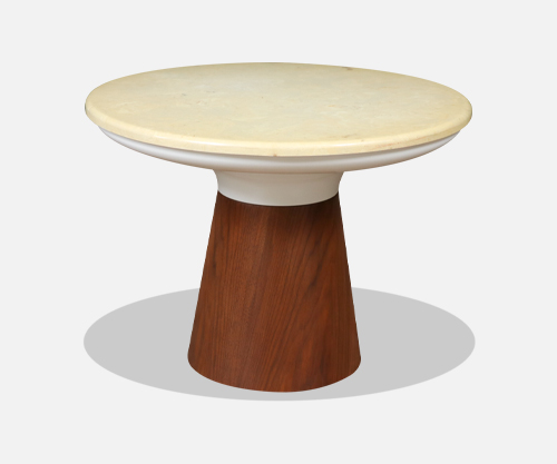 Frank Rohloff Tulip Marble & Walnut Side Table for Brown Saltman