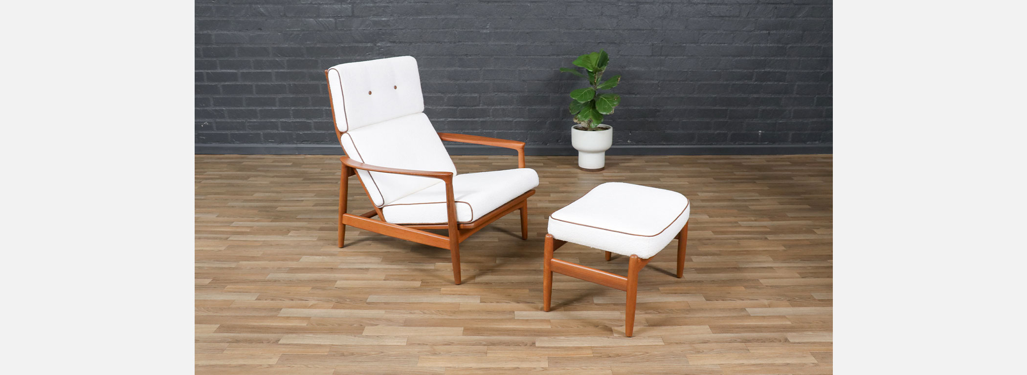 Folke Ohlsson Model 71-C Teak Lounge Chair w/ Ottoman for Dux Image