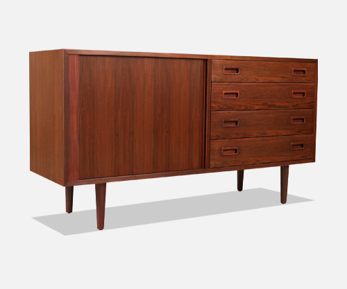 Carlo Jensen Tambour-Door Rosewood Credenza for Hundevad | Danish