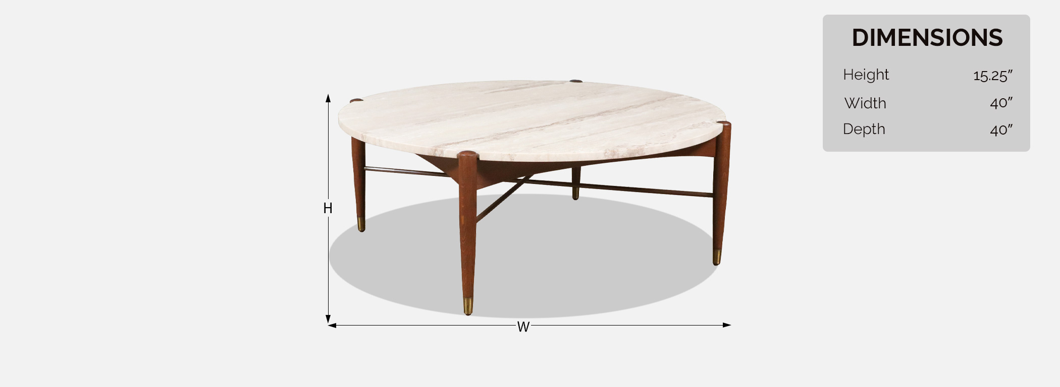 Folke Ohlsson Model 1304-T Coffee Table w/ Roman Travertine Top