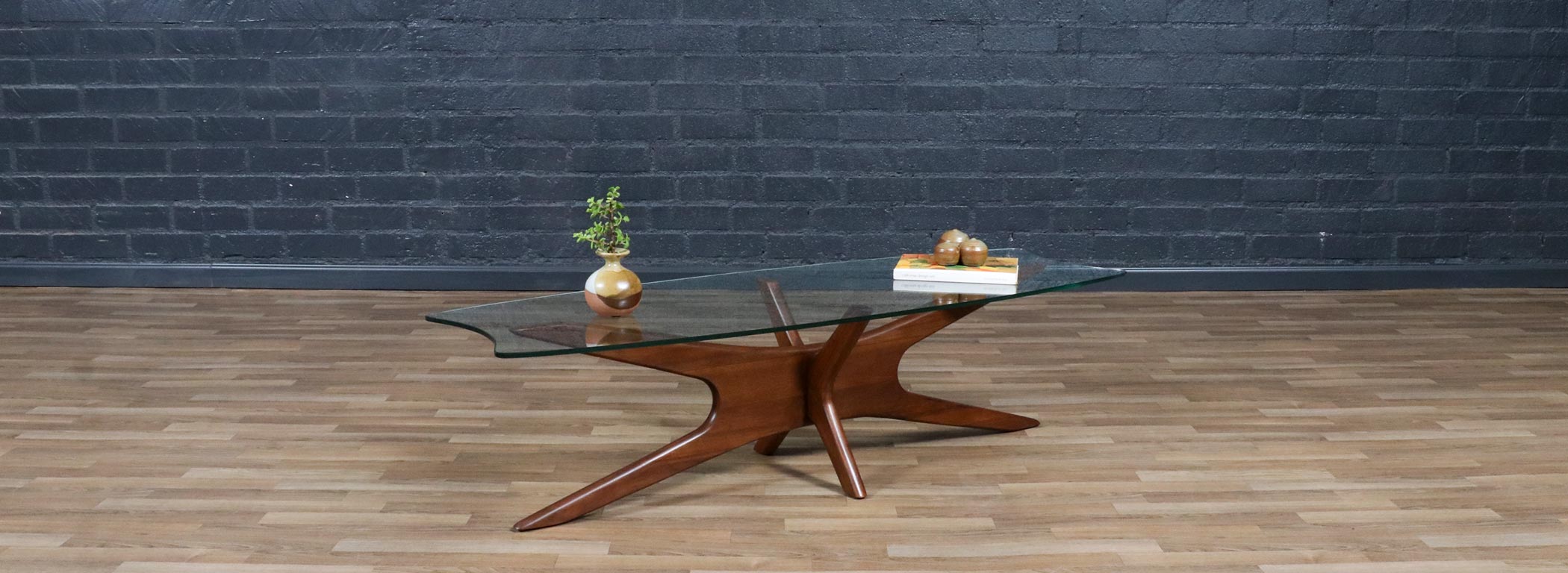 Adrian Pearsall 893-TGO Sculpted Coffee Table w/ Stingray Glass Top Image