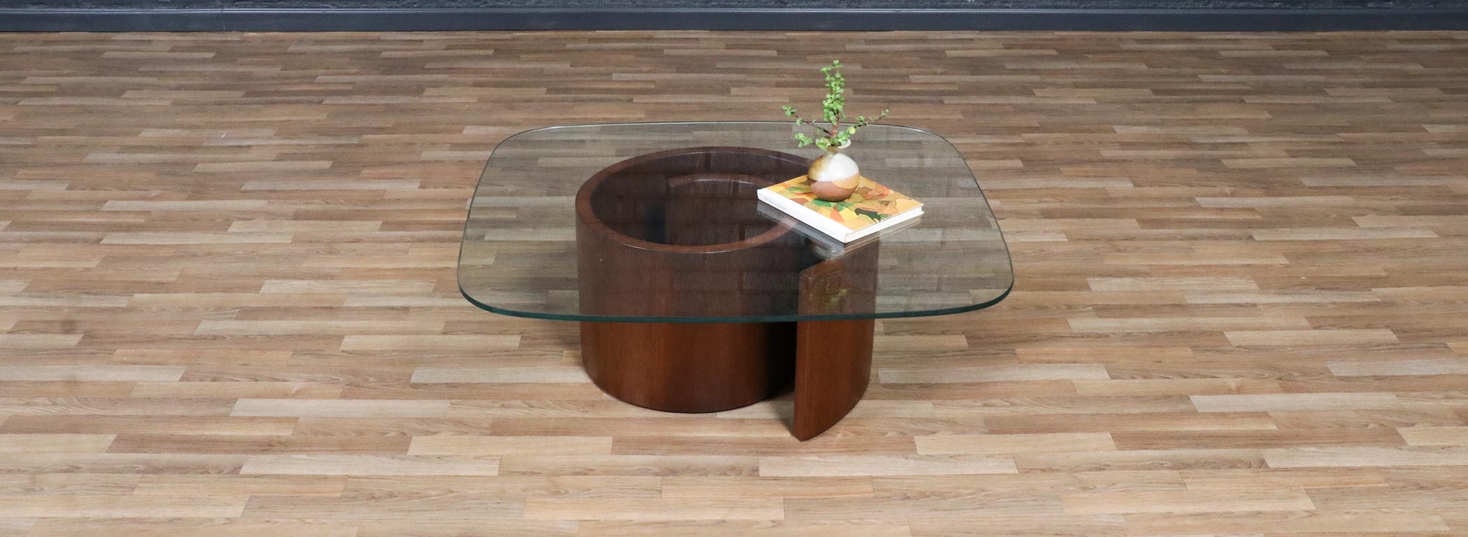 Vladimir Kagan “Snail” Walnut & Glass Coffee Table for Selig Image
