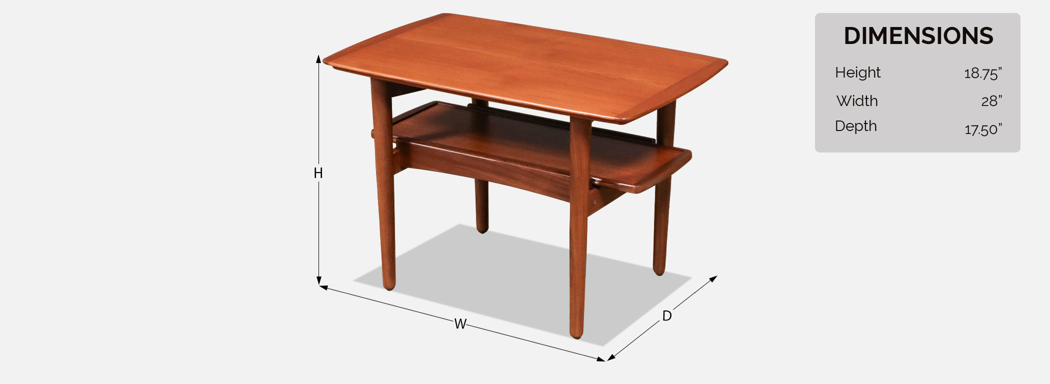 H.W. Klein Teak Side Table w/ Pull Out Tray for Bramin | Danish