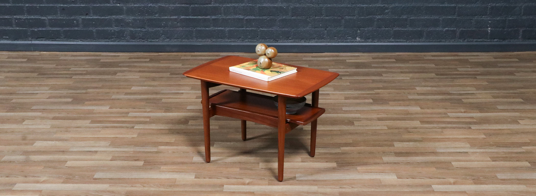 H.W. Klein Teak Side Table w/ Pull Out Tray for Bramin | Danish