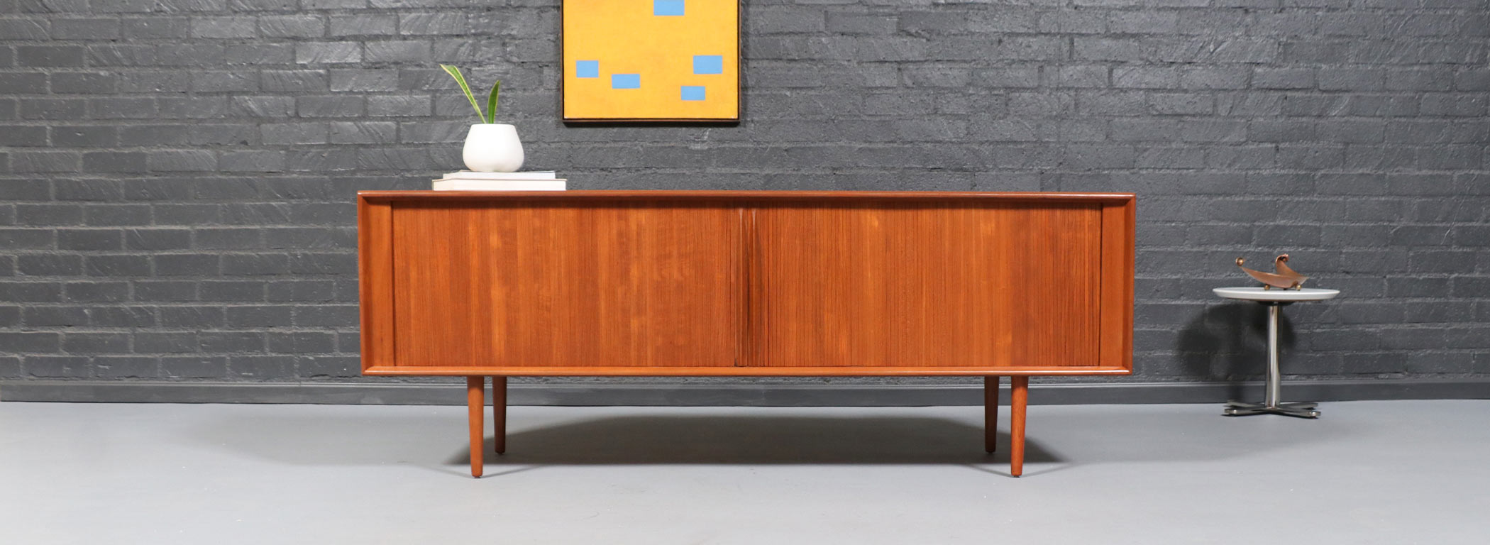 Bernhard Pedersen Danish Modern Tambour-Door Teak Credenza Image