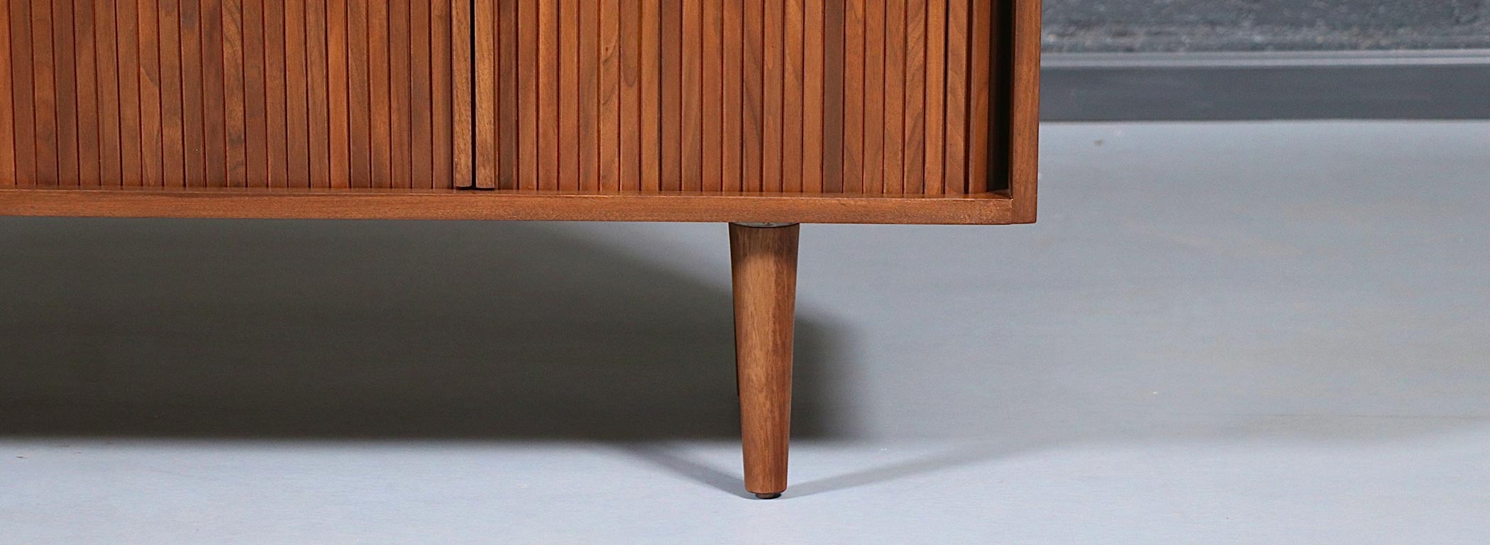 Milo Baughman Double-Tambour Door Credenza w/ Lacquered Drawers