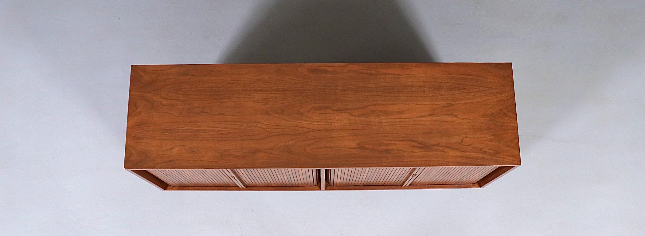 Milo Baughman Double-Tambour Door Credenza w/ Lacquered Drawers