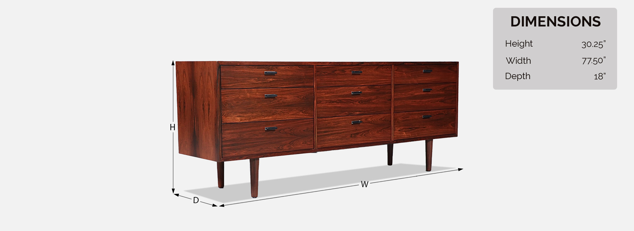 Jack Cartwright Brazilian Rosewood Dresser for Founders | Danish