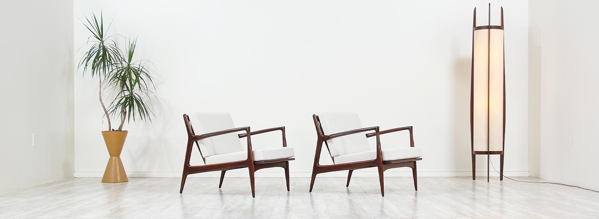 Ib Kofod-Larsen Sculpted Lounge Chairs for Selig | Danish Modern L.A.