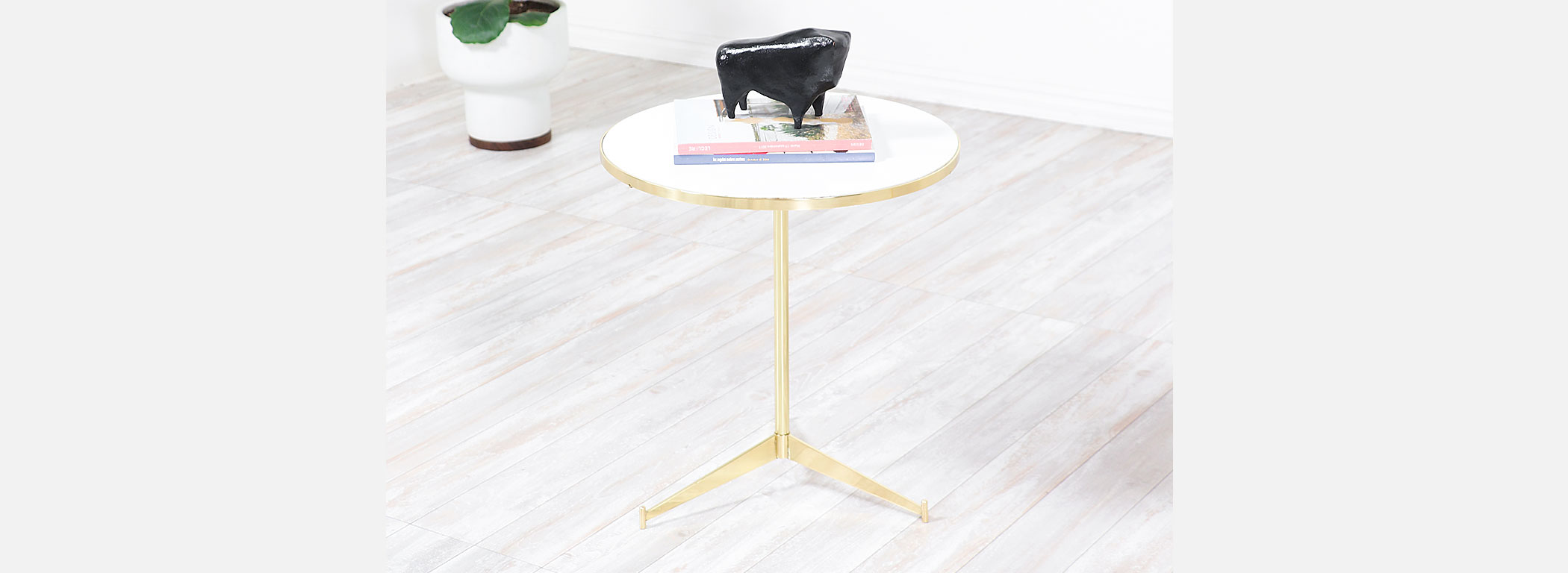 Paul McCobb ”Cigarette” Brass Tripod Side Tables for Directional