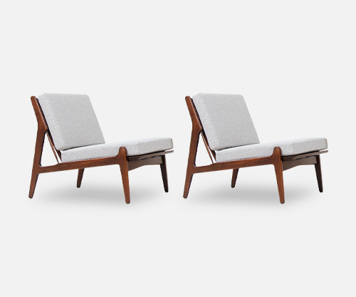 Danish Modern Slipper Chairs by Ib Kofod-Larsen for Selig | Danish