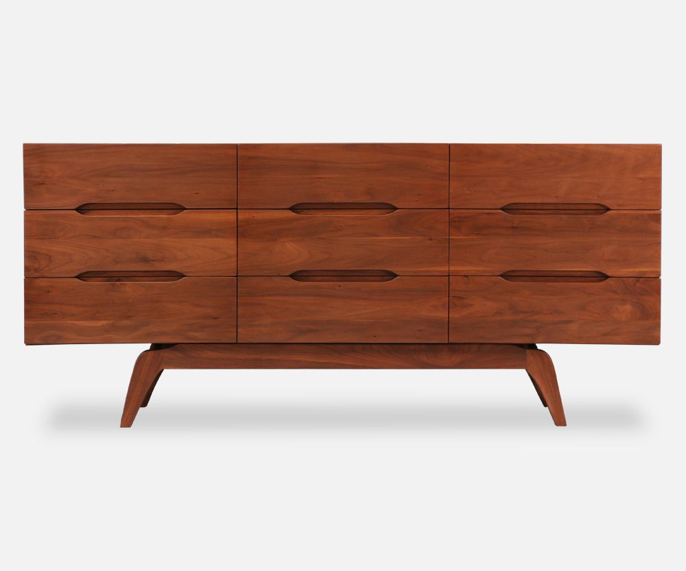 MidCentury Walnut Dresser with Sculptural Base Danish Modern L.A.